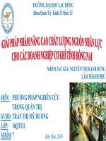 TIỂU LUẬN GIẢI PHÁP NHẰM NÂNG CAO CHẤT LƯỢNG NGUỒN NHÂN LỰC CHO CÁC DOANH NGHIỆP CƠ KHÍ TỈNH ĐỒNG NAI