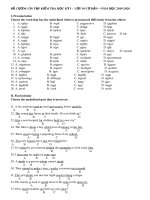 Đề cương ôn tập học kì 1 môn Tiếng Anh 10 năm 2019-2020 - Trường THPT Lương Ngọc Quyến (Cơ bản)