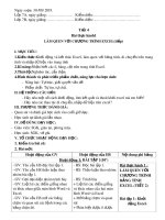 Giáo án Tin học lớp 7 - Bài Thực hành 1: Làm quen với chương trình Excel (Tiếp theo)