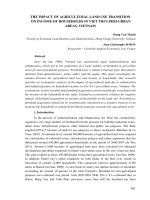 The impact of agricultural land use transition on income of households in Viet Tri''s peri-urban areas, Vietnam