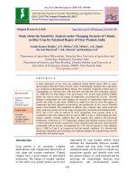 Study about the sensitivity analysis under changing scenario of climate on rice crop for Faizabad region of Uttar Pradesh, India