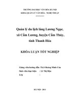 Khóa luận tốt nghiệp: Quản lý du lịch làng Lương Ngọc, xã Cẩm Lương, huyện Cẩm Thủy, tỉnh Thanh Hóa