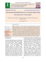 Characterization of refined rice bran wax: An alternative edible coating