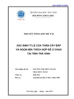 Báo cáo nghiên cứu khoa học cấp trường: Xác định tỉ lệ của thân cây bắp và ngọn mía thích hợp để ủ chua tại tỉnh Trà Vinh