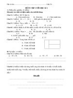 Đề ôn tập cuối học kì 1 môn Toán và Tiếng Việt lớp 2