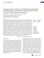 Geographic origin classification and simultaneous determination of methylxanthines in vietnamese tea using chemometrics based on the near infrared reflectance spectroscopy