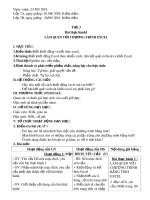 Giáo án Tin học lớp 7 - Bài Thực hành 1: Làm quen với chương trình Excel