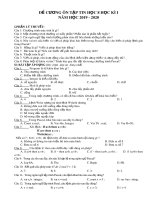 Đề cương ôn tập học kì 1 môn Tin học 8 năm 2019-2020 - Trường THCS Phan Chu Trinh