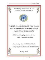 Tóm tắt Khóa luận tốt nghiệp: Vai trò của người phụ nữ thái trong việc xoá đói giảm nghèo tại huyện Tam Đường, tỉnh Lai Châu