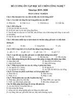 Đề cương ôn tập học kì 1 môn Công nghệ 7 năm 2019-2020 - Trường THCS Văn Quán