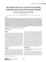 Sản xuất bio-oil từ rơm và bã mía trên hệ thống nhiệt phân nhanh công suất 5 kg nguyên liệu/giờ