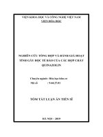 Tóm tắt Luận án Tiến sỹ Hóa học hữu cơ: Nghiên cứu tổng hợp và đánh giá hoạt tính gây độc tế bào của các hợp chất quinazolin