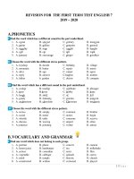 Đề cương ôn tập học kì 1 môn Tiếng Anh 7 năm 2019-2020 - Trường THCS Phước Nguyên