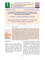 Assessment of constraints encountered by the chilli growers of Khammam district in adoption of recommended chilli production technologies along with suggestions