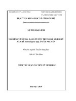 Tóm tắt Luận án Tiến sỹ Sinh học: Nghiên cứu sự đa dạng tuyến trùng ký sinh gây sần rễ Meloidogyne spp. ở Tây Nguyên