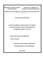 Sumary of doctoral thesis of environmental engineering: Study on phenol treatment in coking wastewater by ozonation process combined with catalyst