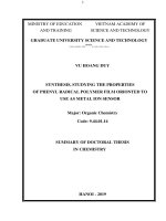 Summary of doctoral thesis in chemistry: Synthesis, studying the properties of phenyl radical polymer film orionted to use as metal ion sensor
