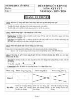 Đề cương ôn tập học kì 1 môn Vật lí 7 năm 2019-2020 - Trường THCS Tân Bình