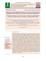 Influence of crop establishment methods on crop water productivity and profitability in rice-wheat systems under eastern Indo Gangetic plains