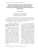 Basic functions of trade unions through studying viewpoints of K.Marx, F.Engels, V.I.Lenin, Ho Chi Minh and the Communist party of Vietnam