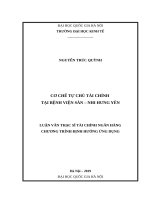 Cơ chế tự chủ tài chính tại bệnh viện sản – nhi hưng yên 