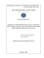 Tóm tắt Luận án Tiến sĩ Vật lý: Nghiên cứu môi trường hoạt chất laser màu hữu cơ pha tạp hạt nano vàng dùng cho laser phản hồi phân bố phát xung ngắn