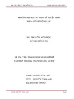 Bài tập lớn Lý thuyết ô tô: Tính toán sức kéo ô tô có hệ thống truyền lực cơ khí (ĐH SPKT Vinh)