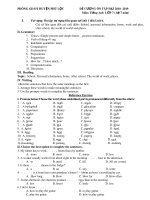 Đề cương ôn tập học kì 1 môn Tiếng Anh 7 năm 2018-2019 - Trường THCS Lăng Cô (Hệ 7 năm)