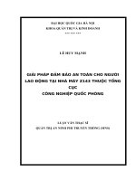 Giải pháp đảm bảo an toàn cho người lao động tại nhà máy z143 thuộc tổng cục công nghiệp quốc phòng 