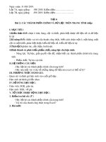 Giáo án Tin học lớp 7 - Bài 2: Các thành phần chính và dữ liệu trên trang tính (Tiếp theo)