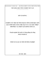 Tóm tắt Luận án tiến sĩ Nông nghiệp: Nghiên cứu một số tính trạng nông sinh học liên quan đến khả năng chịu hạn của vật liệu nhiệt đới phục vụ chọn tạo giống ngô lai