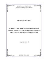 Luận án tiến sĩ Nuôi trồng thủy sản: Nghiên cứu đặc điểm sinh thái phân bố, sinh trƣởng, sinh sản và thử nghiệm nuôi sinh khối trùn chỉ (Limnodrilus hoffmeisteri Claparede, 1862)