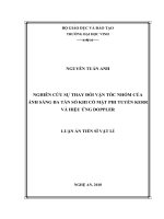Luận án tiến sĩ Vật lí: Nghiên cứu sự thay đổi vận tốc nhóm của ánh sáng đa tần số khi có mặt phi tuyến Kerr và hiệu ứng Doppler