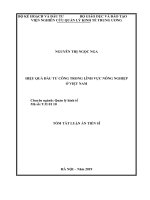 Tóm tắt Luận án tiến sĩ Kinh tế: Hiệu quả đầu tư công trong lĩnh vực nông nghiệp ở Việt Nam