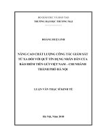 luận văn thạc sĩ nâng cao chất lượng công tác giám sát từ xa đối với quỹ tín dụng nhân dân của bảo hiểm tiền gửi việt nam – chi nhánh thành phố hà nội 