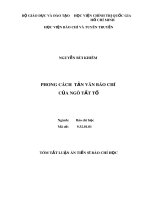 Tóm tắt luận án Tiến sĩ Báo chí học: Phong cách tản văn báo chí  của Ngô Tất Tố