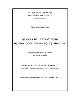 Quản lý đầu tư xây dựng đại học quốc gia hà nội tại hòa lạc 