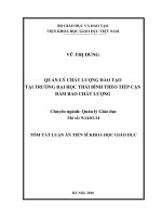 Tóm tắt Luận án tiến sĩ Khoa học giáo dục: Quản lý chất lượng đào tạo tại Trường Đại học Thái Bình theo tiếp cận đảm bảo chất lượng