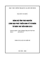 Tóm tắt Luận văn tiến sĩ Lịch sử: Đảng bộ tỉnh Thái Nguyên lãnh đạo phát triển kinh tế tư nhân từ năm 1997 đến năm 2015