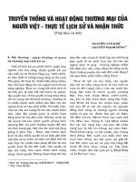 Truyền thống và hoạt động thương mại của người Việt - Thực tế lịch sử và nhận thức (Tiếp theo và hết)