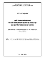 Tóm tắt Luận án tiến sĩ Khoa học giáo dục: Chuẩn bị năng lực nghề nghiệp cho sinh viên ngành Giáo dục tiểu học qua dạy học các học phần Phương pháp dạy học Toán