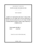 Tóm tắt luận án Tiến sĩ Hóa học: Nghiên cứu thành phần hoá học và hoạt tính sinh học của cây Chóc máu (Salacia Chinensis L.) họ dây gối (Celastraceae) và cây ngọc nữ biển (Clerodendrum