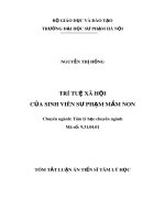 Tóm tắt Luận án tiến sĩ Tâm lý học: Trí tuệ xã hội của sinh viên sư phạm mầm non