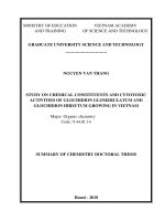 Summary of Chemistry Doctoral thesis: Study on chemical constituents and cytotoxic activities of Glochidion Glomerulatum and Glochidion Hirsutum growing in study on chemical constituents
