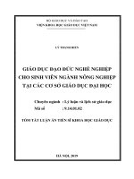 Tóm tắt Luận án tiến sĩ Khoa học giáo dục: Giáo dục đạo đức nghề nghiệp cho sinh viên ngành nông nghiệp tại các cơ sở giáo dục đại học