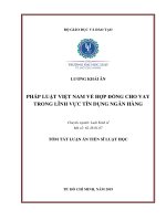 Tóm tắt Luận án tiến sĩ Kinh tế: Pháp luật Việt Nam về hợp đồng cho vay trong lĩnh vực tín dụng ngân hàng