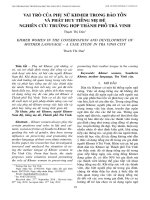 Vai trò của phụ nữ Khmer trong bảo tồn và phát huy tiếng mẹ đẻ nghiên cứu trường hợp thành phố Trà Vinh