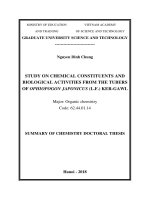 Summary Of Chemistry Doctoral Thesis: Study on chemical constituents and biological activities from the tubers of Ophiopogon Japonicus (L.F.) KER-GAWL