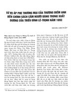 Từ vụ áp phe thương mại của thương điếm Anh đến chính sách cấm người Đàng trong xuất dương của triều đình Lê- Trịnh năm 1693