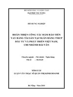 Tóm tắt Luận văn thạc sĩ Quản trị kinh doanh: Hoàn thiện công tác đảm bảo tiền vay bằng tài sản tại Ngân hàng TMCP Đầu tư và Phát triển Việt Nam, Chi nhánh Hải Vân